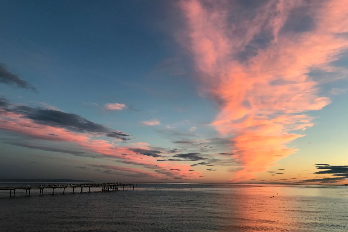 20C Sunset Over Muelle Loreto Pier And Strait Of Magellan From The Waterfront Of Punta Arenas Chile